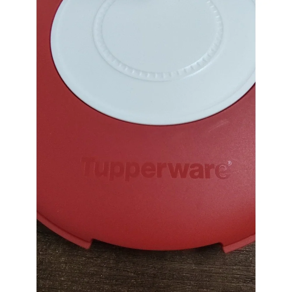 Tupperware Red White Colander Bowl LID Only Plastic Dishwasher Safe Medium A11